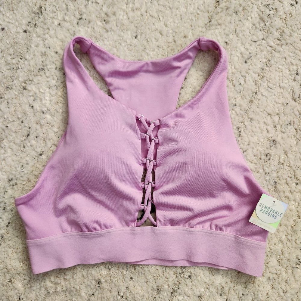 PINK Victoria's Secret NWT Lilac Lace Up Ultimate Sports Bra Small